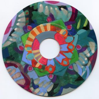 Corona Virus Series - Art Produced in Quarantine by NJ artist Christina Saj on discarded record collection. Saj is a contemporary American artist making spiritually inspired, colorful, abstract paintings and icons for modern life.