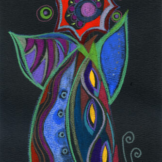 w Spritely Angel 5x7 color pencil and gouache on black paper 2023 XL