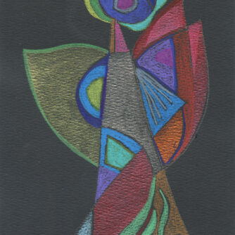 Modernist Angel 7x5 pencil and gouache on black paper 2024 m